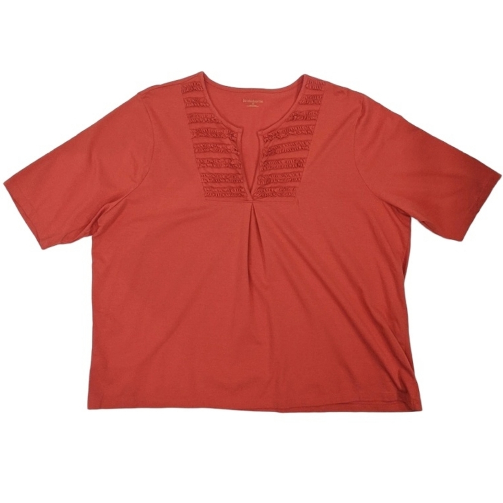 Liz Claiborne Ruffled V-neck Elbow Length Sleeve 3X